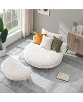 65.00 inches long, Corduroy Sofa Fabric, with three matching pillows and two spacious and comfortable seats, for Apartment Office Living Room -Beige