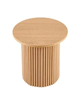 Round Coffee Table: Oak Veneer Top, Metal Base (19.69")