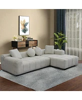 Modular Sofa with Sponge Foam, L-Shape Chaise & Light Gray Upholstery