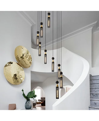 Industrial Multi-Light Pendant - 9-Light Mesh Cylinder Chandelier (Bulb Not Included)