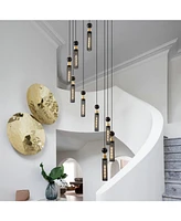 Industrial Multi-Light Pendant - 9-Light Mesh Cylinder Chandelier (Bulb Not Included)