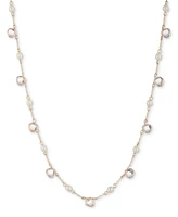 Lauren Ralph Lauren Gold-Tone Silk Freshwater Pearl Station Collar Necklace, 16" + 3" extender