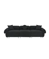 Black Velvet Teddy Sofa with 3 Pillows