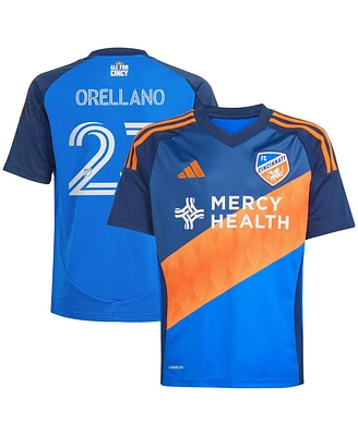 Adidas Big Boys and Girls Luca Orellano Blue Fc Cincinnati 2025 Orange Legacy Kit Replica Player Jersey
