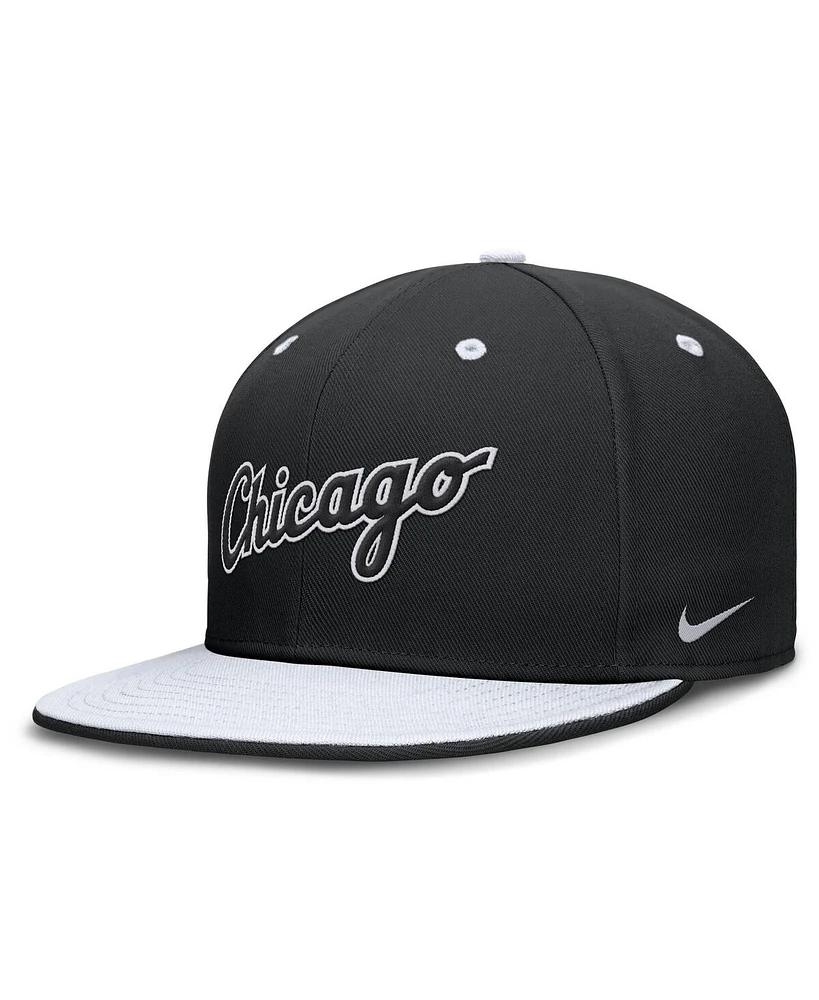 Nike Men's Black/White Chicago White Sox True Primetime Two-Tone Performance Fitted Hat