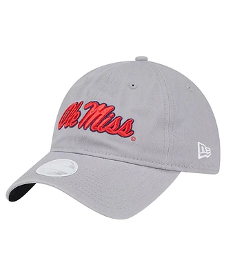 New Era Women's Gray Ole Miss Rebels Logo 9TWENTY Adjustable Hat