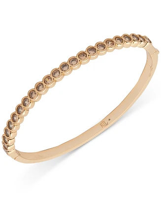 Lauren Ralph Lauren Gold-Tone Cubic Zirconia Hinged Bangle Bracelet