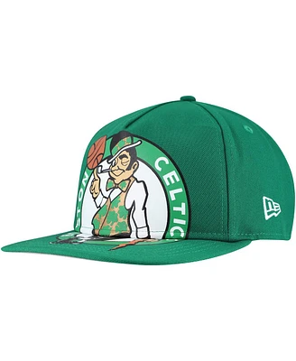 New Era Men's Kelly Green Boston Celtics Oversized Puff Print Logo Golfer Snapback Hat
