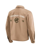 Fanatics Men's Tan Chicago Cubs Distressed Washed Full-Zip Jacket