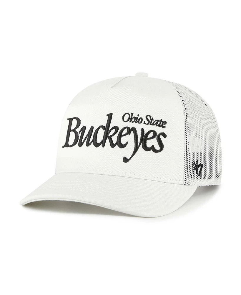 '47 Brand Men's and Women's Cream Ohio State Buckeyes Foundation Script Adjustable Trucker Hat