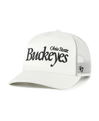 '47 Brand Men's and Women's Cream Ohio State Buckeyes Foundation Script Adjustable Trucker Hat