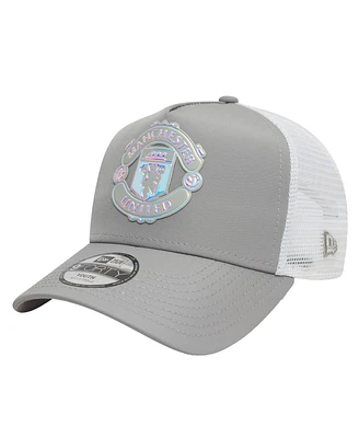 New Era Big Boys and Girls Gray Manchester United Iridescent Trucker Adjustable Hat