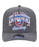 New Era Men's Charcoal New York Islanders Throwback Washed A-Frame Pre-Curved 9FIFTY Snapback Hat