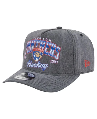 New Era Men's Charcoal Florida Panthers Throwback Washed A-Frame Pre-Curved 9FIFTY Snapback Hat