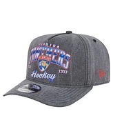 New Era Men's Charcoal Florida Panthers Throwback Washed A-Frame Pre-Curved 9FIFTY Snapback Hat