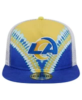 New Era Men's Gold/Royal Los Angeles Rams Throwback Dye Golfer Snapback Hat