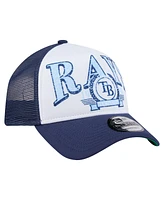 New Era Men's Navy Tampa Bay Rays Distressed 9FORTY A-Frame Adjustable Trucker Hat