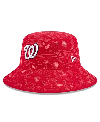 New Era Men's Red Washington Nationals 2025 Spring Training All Over Print Bucket Hat