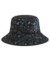 New Era Men's Black Miami Marlins 2025 Spring Training All Over Print Bucket Hat