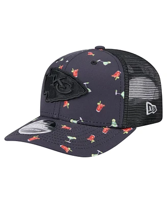 New Era Men's Navy/Black Kansas City Chiefs Adventure Drinks Pattern 9SEVENTY Stretch snap Hat