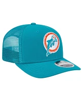 New Era Men's Aqua Miami Dolphins Main Trucker 9SEVENTY Stretch snap Hat