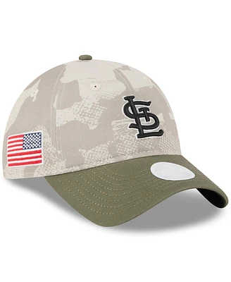 New Era Women's Light Beige/Olive St. Louis Cardinals 2025 Armed Forces Day 9TWENTY Adjustable Hat