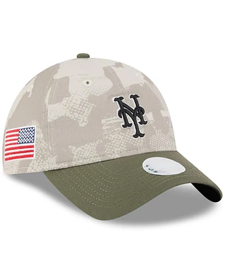 New Era Women's Light Beige/Olive New York Mets 2025 Armed Forces Day 9TWENTY Adjustable Hat