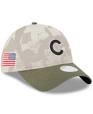 New Era Women's Light Beige/Olive Chicago Cubs 2025 Armed Forces Day 9TWENTY Adjustable Hat