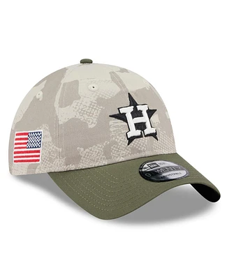 New Era Men's Light Beige/Olive Houston Astros 2025 Armed Forces Day 9TWENTY Adjustable Hat