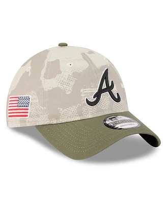 New Era Men's Light Beige/Olive Atlanta Braves 2025 Armed Forces Day 9TWENTY Adjustable Hat