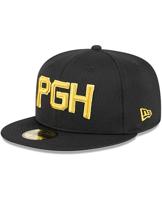New Era Men's Black Pittsburgh Pirates City Connect Batting Practice 59FIFTY Fitted Hat
