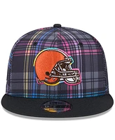 New Era Men's Black Cleveland Browns 2024 Nfl Crucial Catch Plaid 9FIFTY Snapback Hat