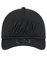 New Era Men's Black Minnesota Twins City Initial 9FORTY A-Frame M-Crown Adjustable Trucker Hat