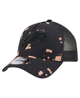 New Era Men's Black Philadelphia Eagles Bleached 9FORTY A-Frame Adjustable Hat