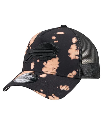New Era Men's Black Buffalo Bills Bleached 9FORTY A-Frame Adjustable Hat