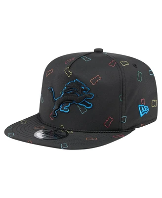 New Era Men's Black Detroit Lions Gummy Golfer Snapback Hat