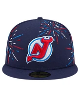New Era Men's Navy Jersey Devils Americana Fireworks 59FIFTY Fitted Hat