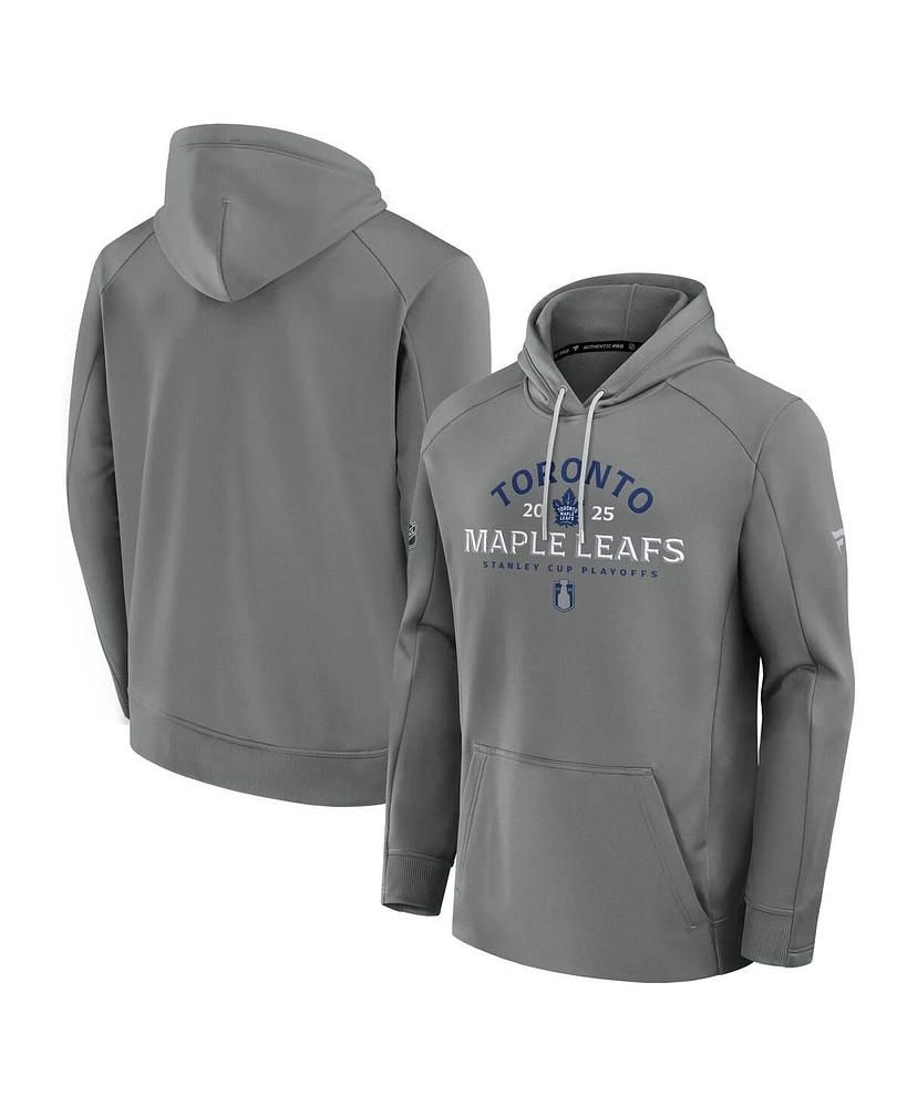 Fanatics Men's Gray Toronto Maple Leaf's 2025 Stanley Cup Playoffs Authentic Pro Rink Fly Fleece Pullover Hoodie