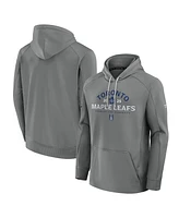 Fanatics Men's Gray Toronto Maple Leaf's 2025 Stanley Cup Playoffs Authentic Pro Rink Fly Fleece Pullover Hoodie