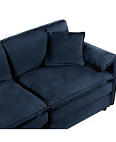 Oversized Cloud Sofa Sleeper with Ottomans - Blue