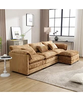 Modern Large boucle Fabric L-Shape Sectional Chenille fabric, movable pedals, detachable armrests