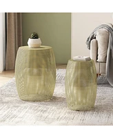 Round Metal Hollow Side Table Set
