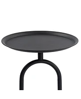Modern Round Metal Lantern End Table, 24" Height