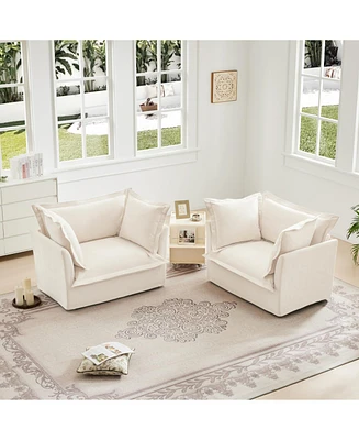 Chenille Armchair Set (2), Deep-Seated and Soft for Living, Reading & More