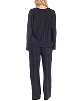 Muk Luks Women's 3-Pc. Rib-Knit Lounge Pajama Set