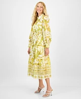 julia jordan Women's Button-Front Long-Sleeve Shirtdress