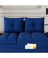 Modern Velvet Foldable Sofa Bed with Adjustable Back, Usb Port, and Phone Stand