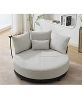 Oversized Swivel Chair: Adjustable Phone, Polyester, Gray (52.75 in)
