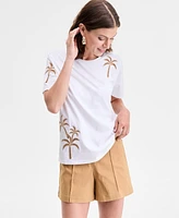 I.n.c. International Concepts Women's Palm Cotton Graphic T-Shirt, Exclusively at Macy's