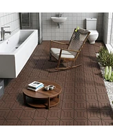 12" Patio Deck Tiles, Diy Interlocking, Indoor/Outdoor, Easy Install, 44pcs Red Brown